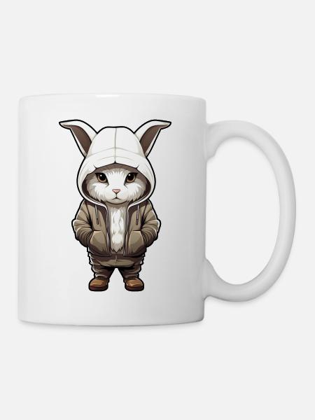 Cooler Polarhase in lässiger Kleidung - Tasse - Weiß