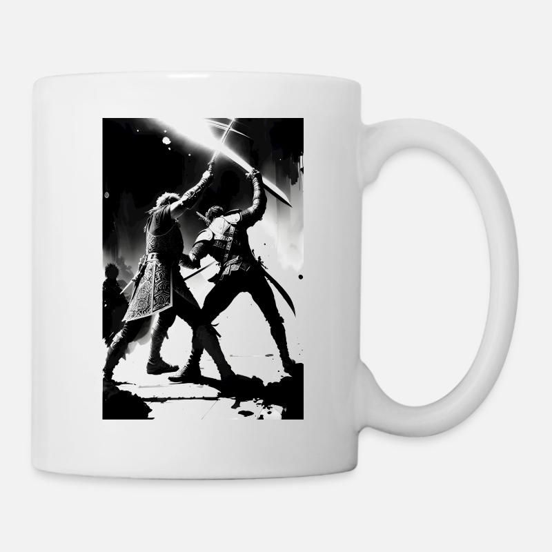 Two Samurai Fighting Art - Mug - white