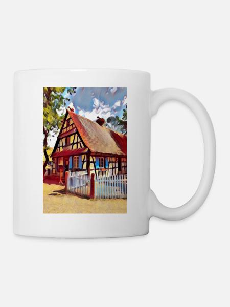 Elsässische Hauszeichnung - Tasse - Weiß