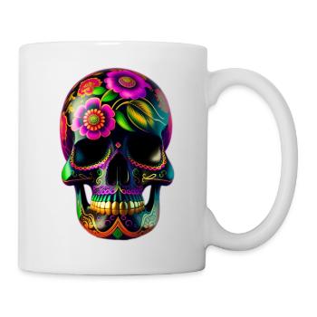 Crâne à la mexicaine - Mug blanc - blanc - Droite
