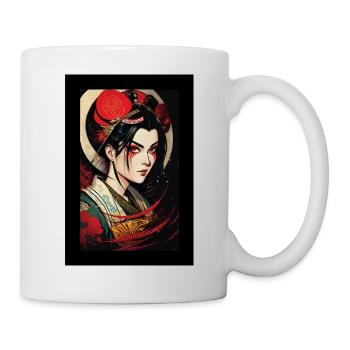 Japanese geisha character painting - Mug - white - Right
