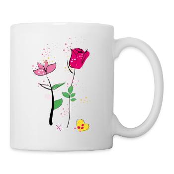 Blumenstrauß, Flowers - Tasse - Weiß - Rechts