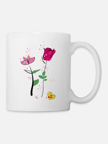Blumenstrauß, Flowers - Tasse - Weiß