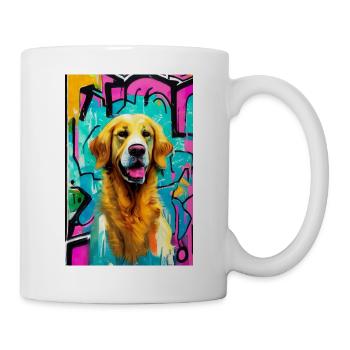Pop-Art Print, Modern, Golden Retriever - Tasse - Weiß - Rechts