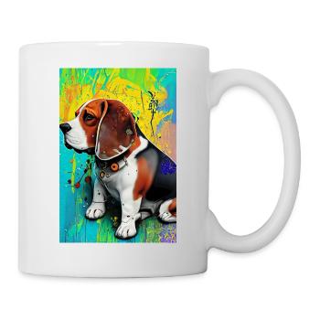 Modern Pop Art Print | colorful | Beagle Dog - Mug - white - Right
