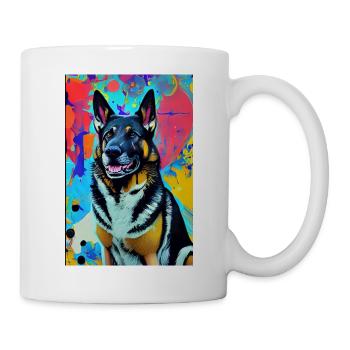 Modernes Pop-Art Print | bunt | German Shepherd - Tasse - Weiß - Rechts