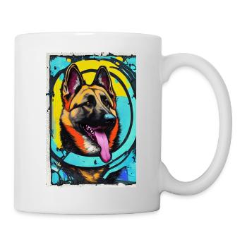 Modernes Pop-Art Print | bunt | German Shepherd - Tasse - Weiß - Rechts