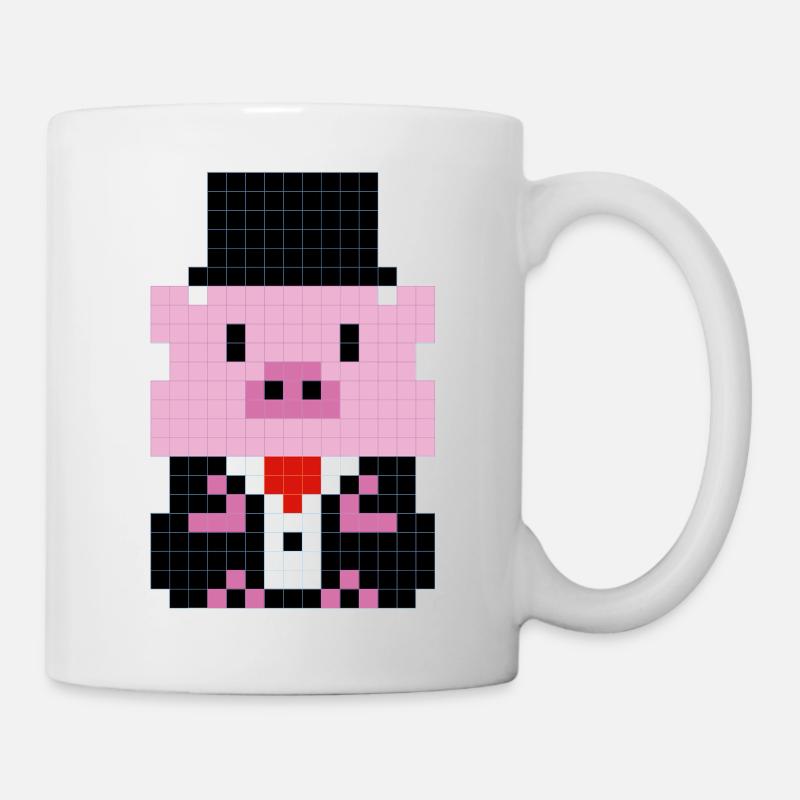 A little pig in a pixelated suit - Mug - white