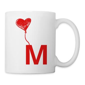 Buchstabe m Herz - Tasse - Weiß - Rechts
