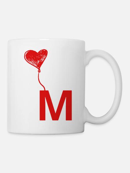 Buchstabe m Herz - Tasse - Weiß