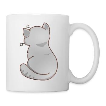 Funny Kawaii Gray Cat, Annoyed Cat - Mug - white - Right