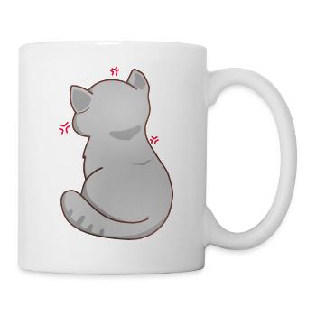 Funny Kawaii Gray Cat, Annoyed Cat - Mug - white - Right