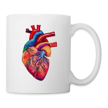 Menschliches Herz Aquarellstil - Tasse - Weiß - Rechts