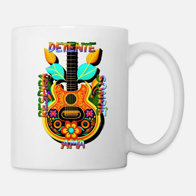 Arrêtez-vous, respirez, souriez, Aimez - Mug blanc - blanc