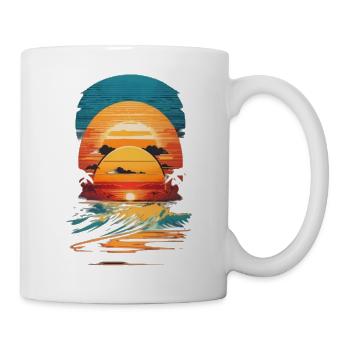 retro sunset waves - Mug blanc - blanc - Droite