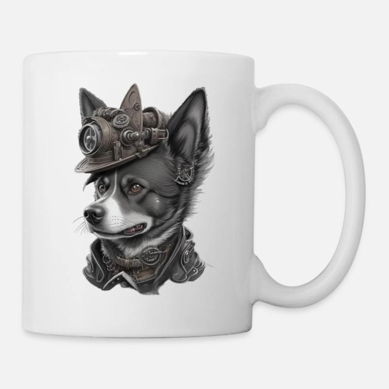 steampunk dog - Mug blanc - blanc