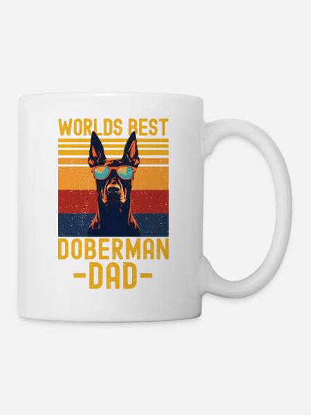 Dobermann mit sonnenbrille retro - Tasse - Weiß