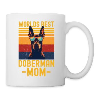Doberman avec lunettes de soleil rétro - Mug blanc - blanc - Droite