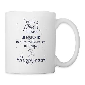 les meilleurs bébés ont un papa Rugbyman - Mug blanc - blanc - Droite