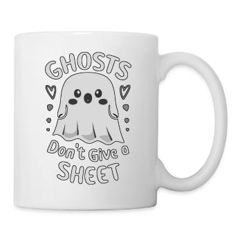 Spooky Cute Kawaii Ghost Design – Give a Sheet - Mug - white - Right