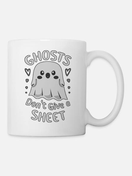 Spooky Cute Kawaii Ghost Design – Give a Sheet - Mug - white