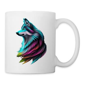 Loup coloré - Mug blanc - blanc - Droite