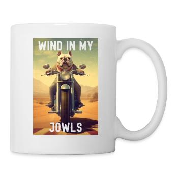 Wind in meinen Wangen : Eine Bulldogge auf einem Motorrad - Tasse - Weiß - Rechts