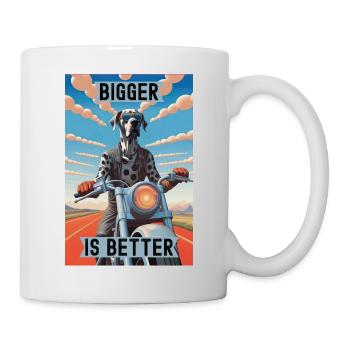 Plus c’est gros, mieux c’est : le grand danois à moto - Mug blanc - blanc - Droite