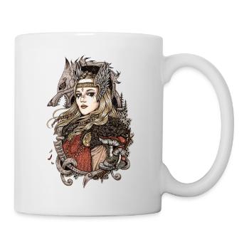 Valkyrie with a wolf - Mug - white - Right