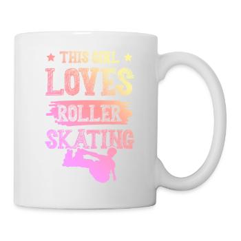 Une fille adore les patins à roulettes - Mug blanc - blanc - Droite