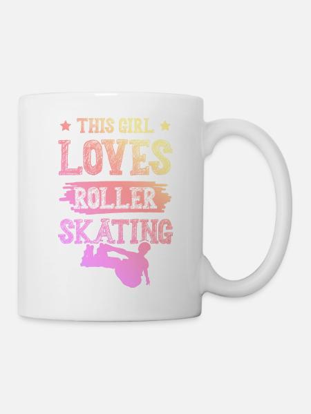 Girl loves roller skates - Mug - white