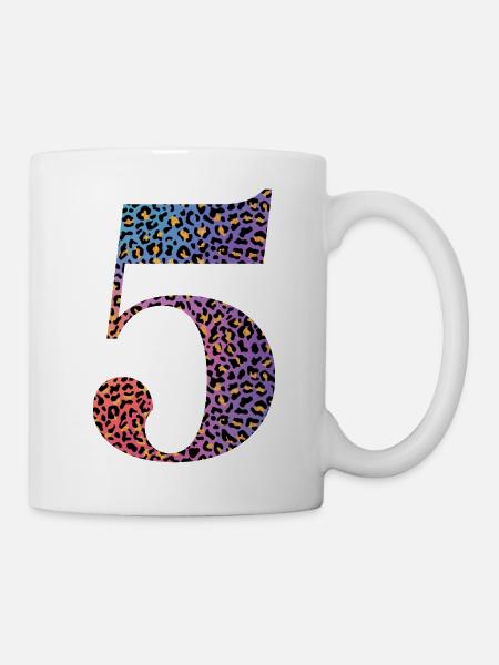 Leopard zum 5. Geburtstag - Tasse - Weiß