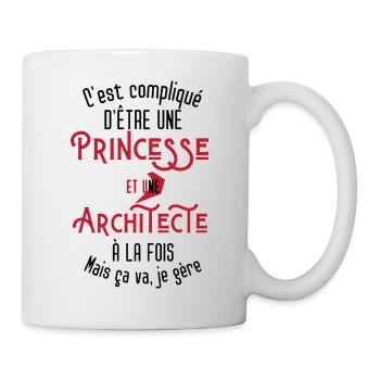 C'est compliqué d'être Une Princesse et Architecte - Mug blanc - blanc - Droite