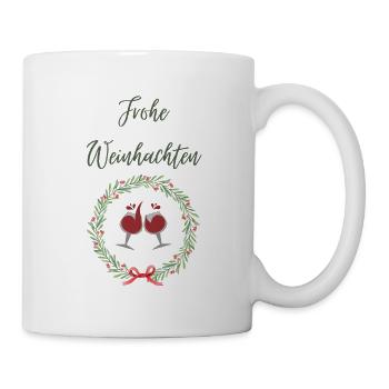 Frohe Weinhachten Rotwein Trinken Ugly Christmas - Tasse - Weiß - Rechts