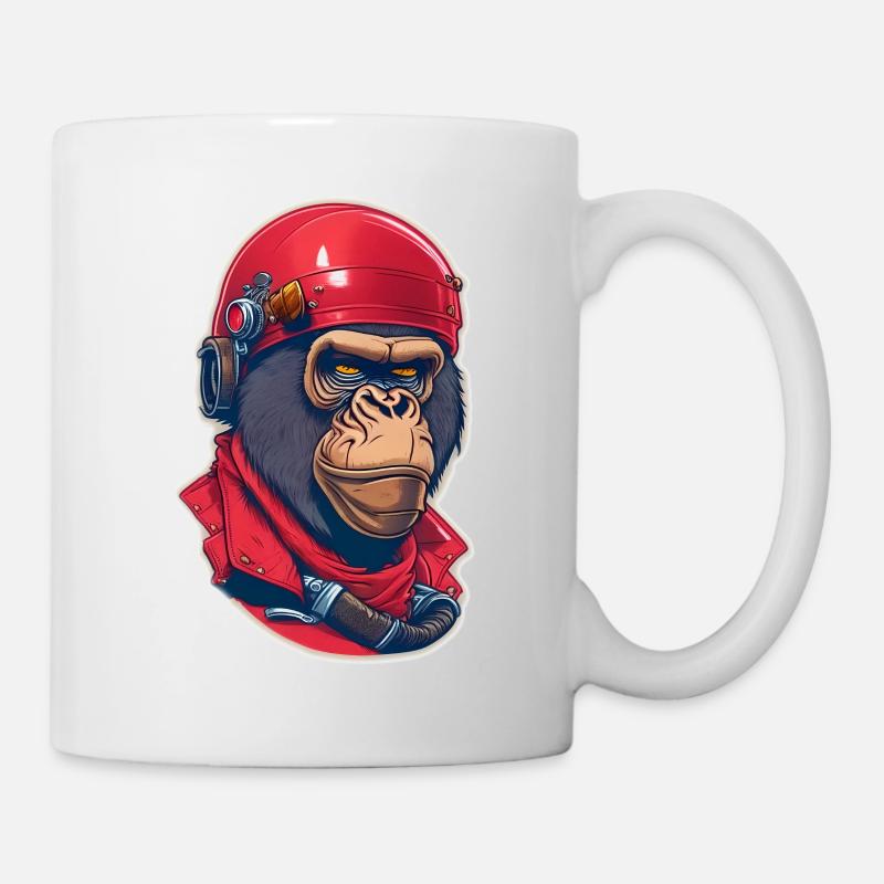 Gorilla Biker-Affe - Tasse - Weiß