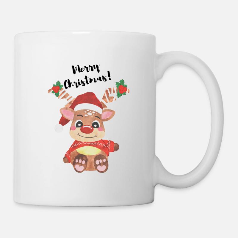 Cuddling reindeer: Merry Christmas! - Mug - white