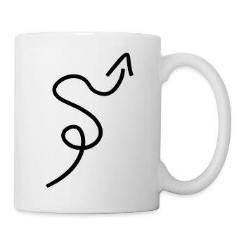 Arrow with squiggle pointing upwards - Mug - white - Right