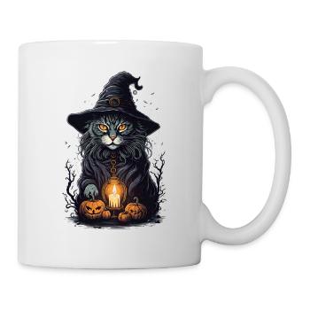 Halloween Katze - Tasse - Weiß - Rechts