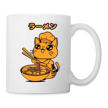 chat manga ramen - Mug blanc - blanc - Droite