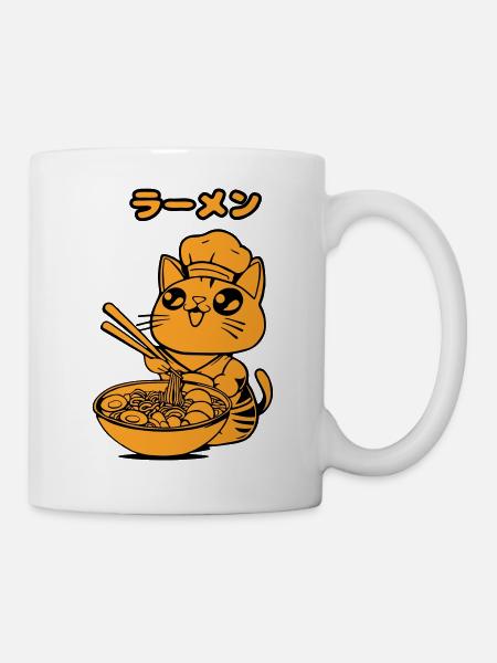 chat manga ramen - Mug blanc - blanc