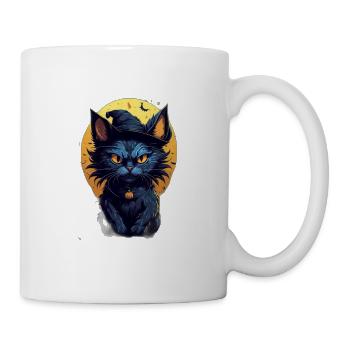 Chat effrayant et tête de citrouille: un effrayant et drôle - Mug blanc - blanc - Droite