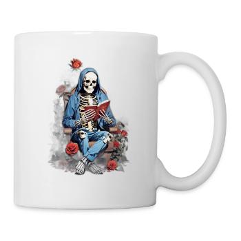 Skeleton Man and Roses: Un gothique et floral - Mug blanc - blanc - Droite