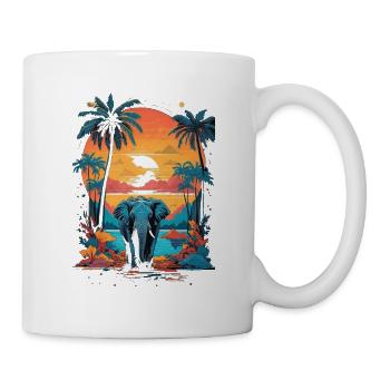 Urban Jungle Majesty: éléphant coloré - Mug blanc - blanc - Droite