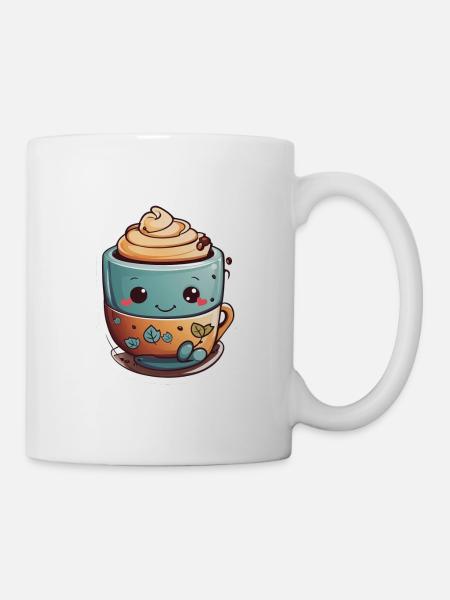 Koffein-Glückseligkeit: Süße Kaffeetasse - Tasse - Weiß