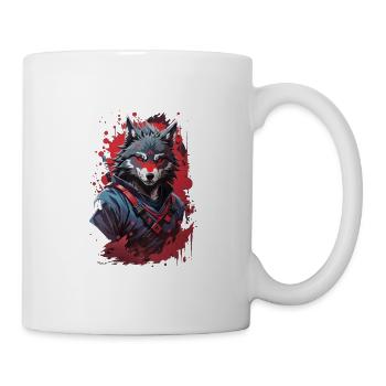 Embrace the Shadowed Fury Menacing Evil Ninja Wolf - Mug - white - Right