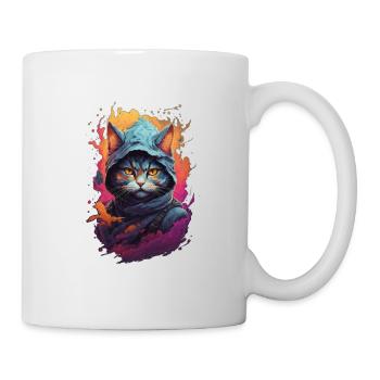 Guerrier félin fougueux: Chat ninja détaillé - Mug blanc - blanc - Droite