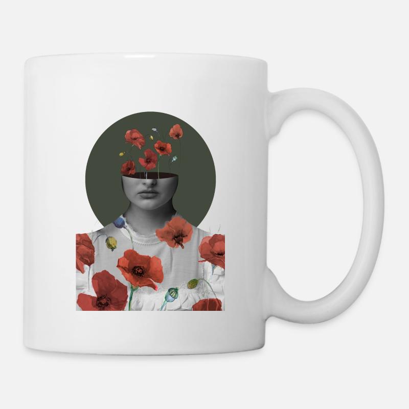 Porträt einer Mohnblume - Tasse - Weiß