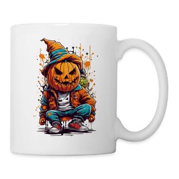 Vibrant Pumpkin Vandalism: Colorful Graffiti - Mug - white - Right