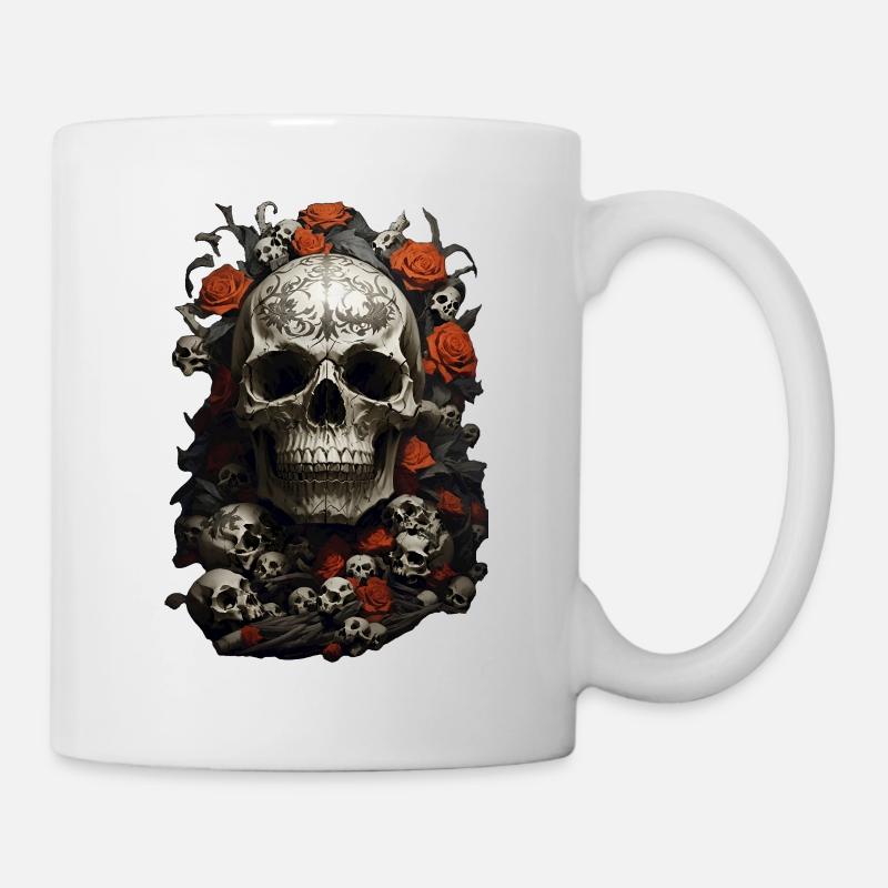 Dark Romance: Crânes et Roses - Mug blanc - blanc