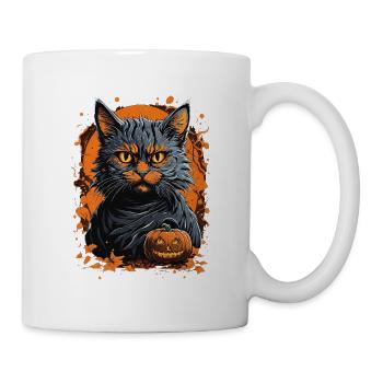 Fantaisie féline hantée: Citrouille d’Halloween de chat effrayant - Mug blanc - blanc - Droite